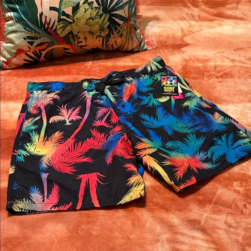 Surf Society Men's Tropical Swimwear Trunks Board Shorts Size L (NWT)